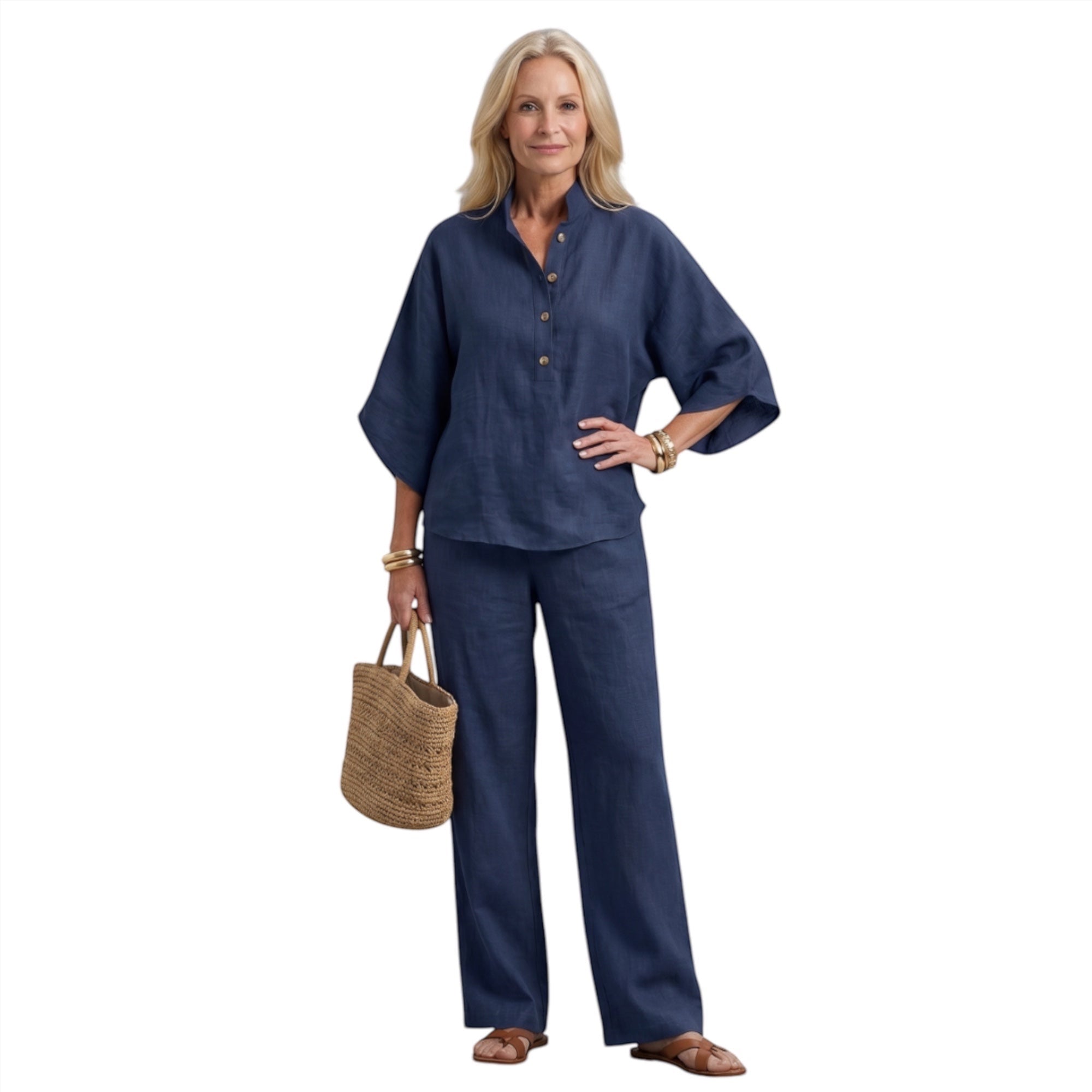 Amity | Relaxed Button-Down Tunic and Pants Set