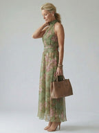 Mirelle | Halter Neck Gathered Midi Dress